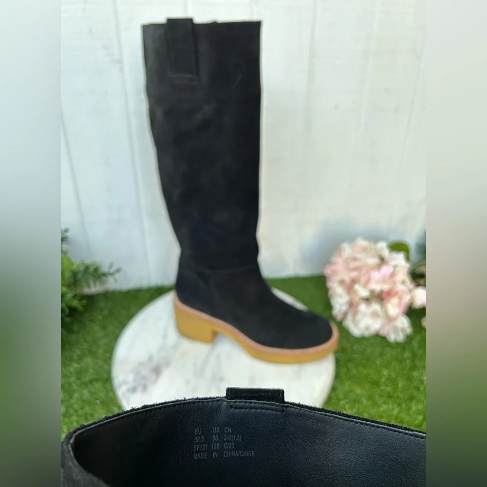 Stuart Weitzman Montana Slouch Suede Boots black size 8 New